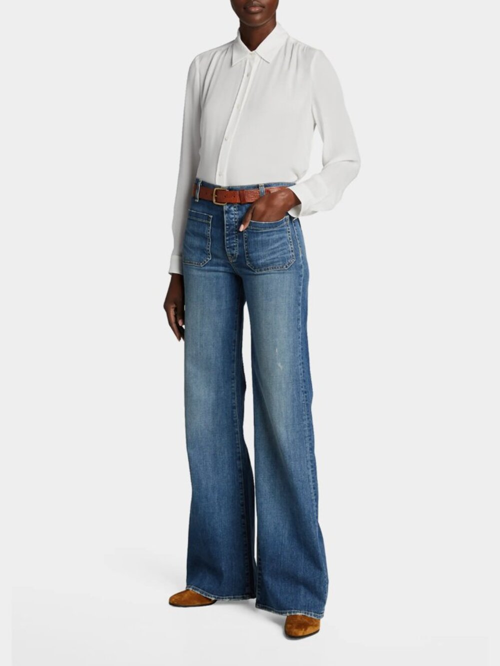 Nili Lotan Florence Flared Denim Jeans in Classic Wash, Size 26, Like New - Picture 2 of 9